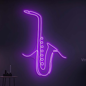 Jazz Neon Sign, Jazz LED Light, Saxophone LED Sign, Jazz Club Decor, Musical Instrument Art, Music Room & Store Wall Decor, Studio Wall Sign