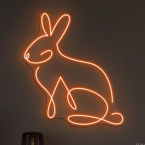 Rabbit Neon Sign, Rabbit LED Light, Bunny Neon Wall Decor, Animal Shop Sign, Kids Room Decor, Cute Rabbit Wall Art, Gift For Rabbit Lover