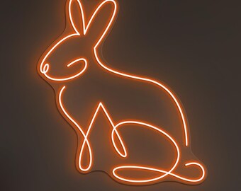 Rabbit Neon Sign LED Light Bunny Wall Art Kids Room Decor Animal Lover Gift