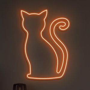Cat Neon Sign, Cat LED Sign, Cute Cat Wall Decor, Kids Room Wall Art, Cat Neon Sign for Home & Cafe, Animal Shop Neon Sign, Cat Neon Art