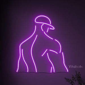 Muscular Man Neon Sign, Muscular Man LED Light, Man Wearing Cap LED Sign, Man Body Wall Art, Bodybuilder Decor, Gym Lover Gift, Gym Decor