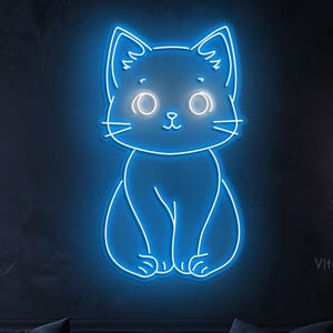 Cat Neon Sign, Anime Cat Wall Light, Kitty Wall Decor for Kids, Pet Lover Gifts, Custom Neon for Birthday Parties, Cat Lover Night Light