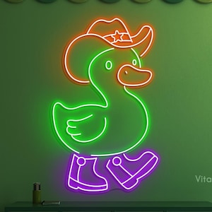 Cute Cowboy Duck Neon Sign, Cowboy Duck Led Sign, Duck Wall Decor, Animal Shop Wall Art, Nursery Room Wall Decor, Custom Duck Neon Sign