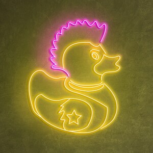 Rockstar Duck Neon Sign, Duck LED Wall Art, Home & Kids Room Decor, Game Room Decor, Duck Lover Gifts, Duck Neon Light, Party Decor, Gift