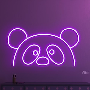 Panda Neon Sign, Panda LED Light, Panda LED Wall Decor, Eye-catching Panda Sign, Animal Shop Decor, Home Wall Decor, Kids & Game Room Decor