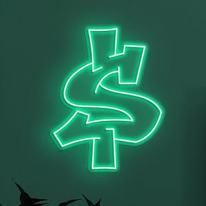 Dollar Neon Sign, Dollar LED Light, Money Wall Decor, Money Heart Wall ...