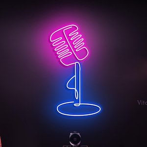 Podcast Neon Sign, Microphone LED Light, Mic Neon Sign, Custom Podcast LED Light for Studio, Music Room Decor, Record Studio Art, Gift Idea