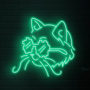 Cat Neon Sign, Pixelated Cat LED Light, Cat With Glasses LED Neon Art, Home Wall Decor, Animal Shop Decor, Kids Room, Cat Lover Gift Idea