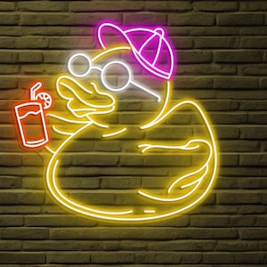 Duck Neon Sign, Chillin&#39; Duck LED Light, Beach Duck Wall Art, Summer Duck Wall Decor, Kids Room Neon light, Birds Shop Sign, Party Wall Art