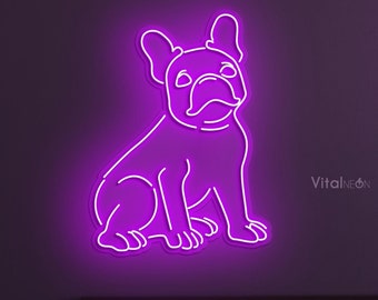 French Bulldog Drink LED Neon Light – Cocktail Dog Sign, Pink/Warm White, USB Powered For Wall Decor & Party