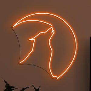 Wolf Moon Neon Sign, Wolf With Moon LED Light, Animal Shop Wall Decor, Night Light Sign, Howling Wolf Neon Sign, Wildlife Decor, Wolf Lover