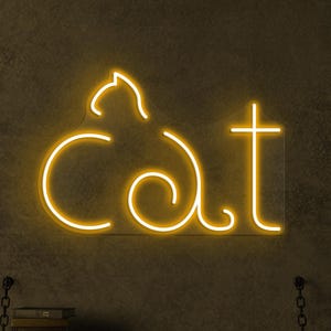 Cat Neon Sign, Cat LED Light, Kids Room Wall Decor, Home Wall Art, Pet Shop Neon Wall Light, Cat Sign for Home & Cafe Decor, Cat Owner Gift
