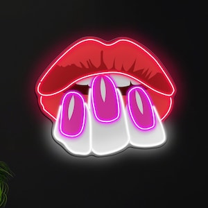 Hands on Lips Neon Sign, Lips Neon Pop Art, Home Decor, Lips Wall Art, Bedroom Decor, Neon Bar Sign, Lips Neon Light, Eye-catching Neon Sign