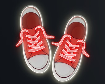 Shoes Neon Sign, Custom LED Pop Art, Shoe With Laces Neon Art