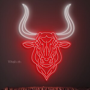 Longhorn Bull Neon Light, Ox Neon Sign, Cow LED Decor, Cattle Room Decor, Farmhouse Decor, Bull Sign, Rustic Wall Art,Western Man Cave Decor