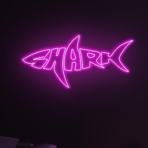 Shark Neon Sign, Shark LED Light, Fish LED Neon Art, Ocean Shark Neon Sign, Decor for Home, Game Room & Sea Creature Neon, Fish Shop Decor