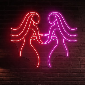 Zwillings-Leuchtreklame, Astrologie-Tierkreis-Horoskop-LED-Licht, benutzerdefinierte Neon für Zwillings-Paare, perfektes Raum-, Party- und Bürodekor, Geschenkidee
