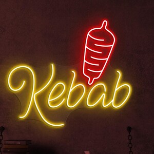 Kebab Neon Sign, Kebab Neon Light, Doner Kebab Neon Art, Restaurant Wall Decor, Kebab Neon Wall Light, BBQ Shop Neon Sign, Kebab Lover Gift
