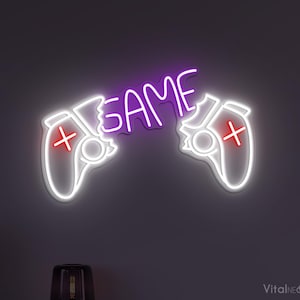 Game Controller Neon Sign, Break Game LED Light, Game Over Wall Decor, Game Controller Wall Light, Decor for Game Room and Kids Room, Gift