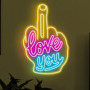 I Love You Neon Sign, I Love You LED Light, Love You Wall Decor, Led Neon Sign, Cafe Wall Light, Love Hate Sign, Middle Finger Neon Decor