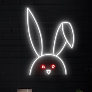 Rabbit Neon Sign, Rabbit LED Light, Bunny LED Sign, Bunny Ear Wall Art, Cute Bunny Home, Kids Room, Birthday Party Decor, Animal Wall Art