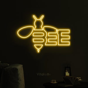 Bee Neon Sign, Bee LED Light, Honey Bee Wall Decor, Beekeeper Light Gift, Bee Ornaments, Farm Wasp Insect Animal Neon Sign, Bee Wall Art