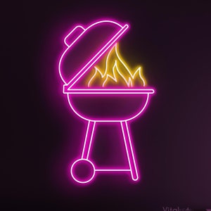 Bbq Grill Neon Sign, BBQ Grill Led Light, Restaurant Wall Decor, Bbq Shop Neon Art, Bbq Party Wall Light, Personalized Sign, Bbq Lover Gift