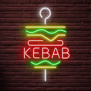 Kebab Neon Sign, Kebab Neon Light, Restaurant Wall Decor, Doner Kebab Neon Art, BBQ Neon Wall Art, BBQ Shop Led Sign, Gift for Kebab Lover
