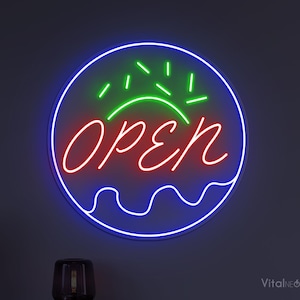 Open Donut Neon Sign, Open Donut LED Light, Donut Wall Decor, Custom Neon Sign, Open Logo Neon Sign, Donut Shop Wall Decor, Sprinkles Sign