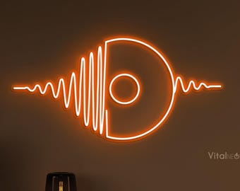 Vinyl Disc Wave Neon Sign LED Light Soundwave Wall Art for Music Studio Decor