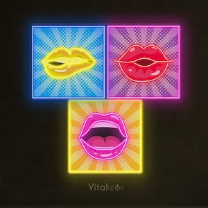 Pop Art Lips Neon Light, Lips Neon Sign, LED Neon Art, Party Decor, Colorful Lips LED Wall Art, Modern Bar Neon Sign, Home Studio Decor,Gift