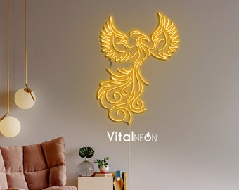 Phoenix Neon Sign, Colorful LED Wall Decor, Mythical Bird Neon Light, Symbolic Room Decoration, Perfect for Home, Office, or Themed Rooms