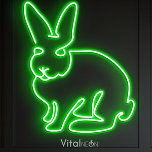 Rabbit Neon Sign, Bunny Hare LED Light, Kids Room Nursery Decor, Animal Wall Art, Cute Bunny Light, LED Rabbit Decor, Home Office Wall Decor