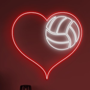 Volleyball Neon Sign, Volleyball LED Light, Volleyball Heart Wall Art, Heart Wall Decor, Volleyball Lover Neon Light, Love Volleyball Club