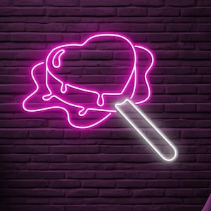 Heart Lollipop Neon Sign, Heart Lollipop LED Light, Lollipop Wall Decor, Kids Room Wall Art, Melting Heart Neon Sign, Melting Lollipop Art