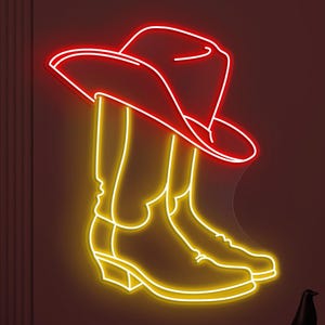 Cowboy Boots Neon Sign, Cowboy Boot Led Light, Cowboy Hat Wall Decor, Shoes Shop Neon Light, Personalized Neon Sign, Home Neon Wall Decor