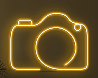 Camera Neon Sign, LED Photography Wall Decor, Photo Studio Light, Custom Recording Room Signage, Hobbyist Photographer Gift Ideas