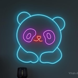Panda Neon Sign, Panda LED Light, Cute Panda Wall Decor, Animal Wall Sign, Custom Neon Sign, Animal Ship Wall Art, Gift for Panda Lover