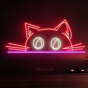 Cat Neon Sign, Cute Cat Wall Art, LED Neon Lights, Gifts for Kids, Pets, Friends, and Family, Decor for Birthdays, Anniversaries, and More
