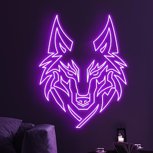 Wolf Neon Sign, Wolf LED Light, Wolf Animal Wall Decor, Custom Neon Sign, Wolf Lover Gift, Animal Shop Wall Art, Game Room Decor, Wolf Lover