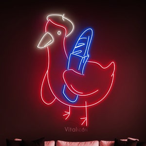 Duck Neon Sign, Duck with Bread Neon Light, Cute Duck Night Lamp, Duck Lover Gift, LED Duck Sign, Kids Room Decor, Home Decor, Duck Neon Art