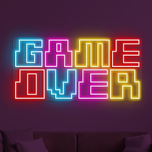 Game Over Neon Sign, Game Over LED Light, Game Room Wall Decor, Custom Neon Sign, Game Zone Wall Art, Gift for Game Lover, Kids Room Decor