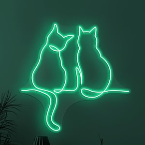 Cat Couple Neon Sign, Cat Couple LED Light, Cute Couple Wall Decor, Nursery Room Wall Art, Couple Room Neon Light, Home Neon Sign, Cat Lover