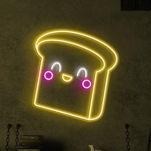 Bread Neon Sign, Toast LED Light, Bread Wall Decor, Kids Room Wall Decor, Bakery Neon Art, Business Neon Light, Kitchen Led Wall Decor, Gift