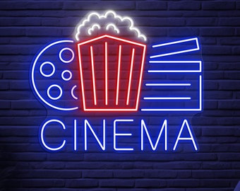 Cinema Neon Sign LED Light Room Wall Decor Movie Theater Popcorn Lover Gift Home
