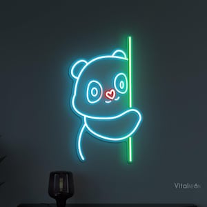 Panda Neon Sign, Panda LED Light, Panda LED Wall Decor, Cute Panda Sign, Custom Sign, Animal Shop Decor, Kids Room Decor, Home Wall Decor