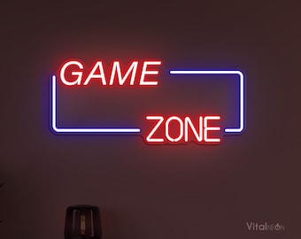 Letrero de neón Game Zone, decoración de pared LED para videojuegos, luz personalizada para la habitación de los niños