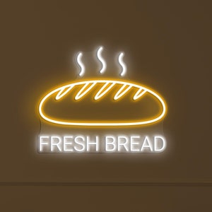 Fresh Bread Neon Sign, Fresh Bread LED Light, Bakery Wall Decor, Warm Bread Neon Light, Fresh Baked Bread Neon Sign, Hot Bread Wall Sign