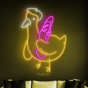 Duck Neon Sign, Duck with Bread Neon Light, Cute Duck Night Lamp, Duck Lover Gift, LED Duck Sign, Kids Room Decor, Home Decor, Duck Neon Art