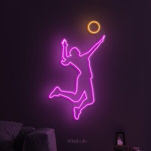 Volleyball Player Neon Sign, Girl With Volleyball LED Light, Home & Sports Shop Decor, Volleyball Player LED Neon Art, Volleyball Club Decor